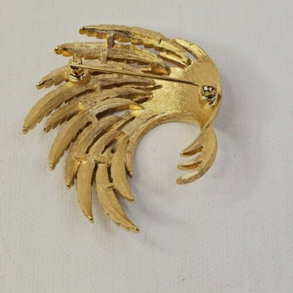 Monet Gold Tone Metal Straw Wheat Brooch Harvest Marked Pin - Picture 4 of 7